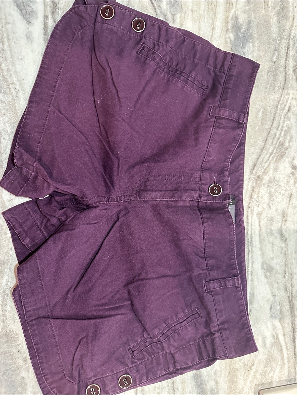 The Limited Plum Button-Accent Bermuda Shorts
